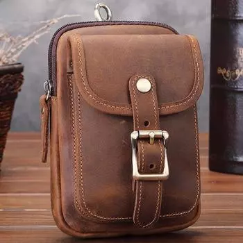 Мужская поясная сумка и сумка через плечо из натуральной кожи - сумка для альпинизма из воловьей кожи в стиле ретро коричневый