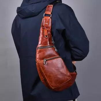 Мужская поясная сумка из натуральной кожи, большой емкости, кошелек для мобильного телефона через плечо, многофункциональная мужская сумка через плечо, нагрудная сумка чёрный