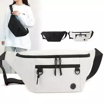 Мужская поясная сумка, многофункциональная нагрудная сумка, спортивная сумка через плечо, однотонная сумка через плечо чёрный