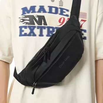 Мужская поясная сумка на грудь, новый модный рюкзак для мобильного телефона, повседневная сумка через плечо Small чёрный