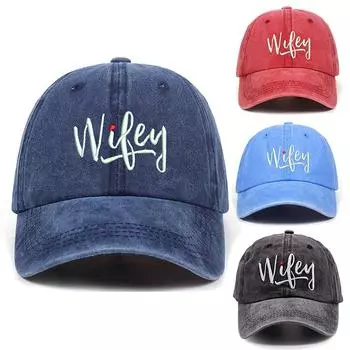 Мужская потертая бейсболка с вышивкой и надписью WIFEY, однотонная легкая бейсболка с принтом красный