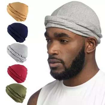 Мужская повязка на голову Durag, отличная эластичность, защита от солнца, дышащая однотонная ветрозащитная влагоотводящая мужская кепка с защитой от катышков для езды на велосипеде M темно-серого