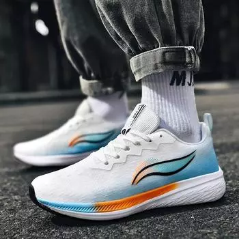 Мужская повседневная армейская мягкая спортивная обувь с сетчатой поверхностью, дышащая, легкая, попкорн, женские светящиеся кроссовки с карбоновой пластиной 36 синий