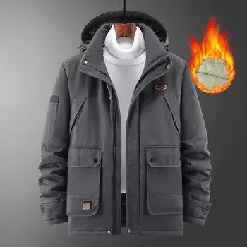 Мужская повседневная бархатная утепленная куртка с хлопковой подкладкой, осенне-зимняя ветрозащитная куртка с несколькими мешками и подкладкой из хлопка M хаки