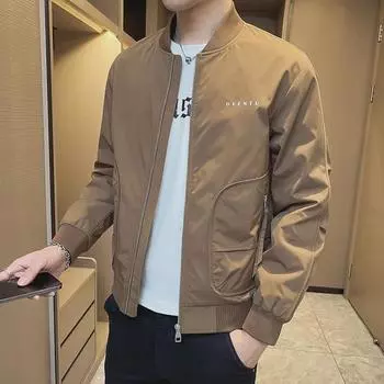 Мужская повседневная бейсбольная куртка 2023 года с воротником-стойкой - молодежный трендовый модный топ 2XL чёрный