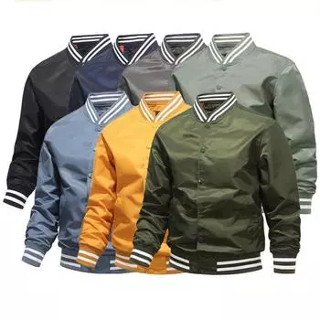 Мужская повседневная бейсбольная куртка больших размеров, однотонная куртка, мужская одежда, повседневное пальто, свободная куртка, топы S жёлтый