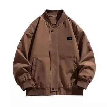 Мужская повседневная бейсбольная куртка, весеннее пальто в стиле хип-хоп на молнии с воротником-стойкой и длинным рукавом, уличная куртка M