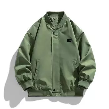 Мужская повседневная бейсбольная куртка, весеннее пальто в стиле хип-хоп на молнии с воротником-стойкой и длинным рукавом, уличная куртка M