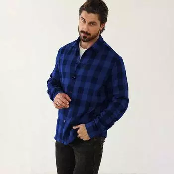 Мужская повседневная деловая клетчатая рубашка для офиса S красный