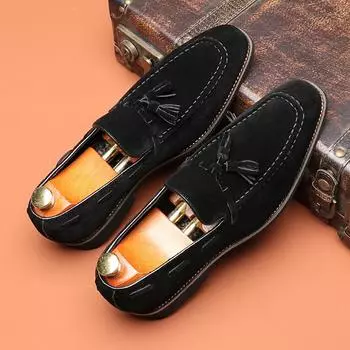 Мужская повседневная деловая обувь, классические мужские туфли в ретро-стиле с кисточками, мокасины, модные туфли на плоской подошве для вечеринок и свадеб для мужчин 38