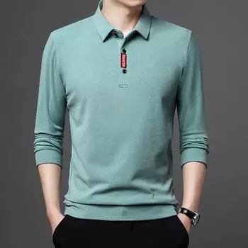 Мужская повседневная деловая рубашка поло с лацканами, однотонная, на осень и зиму, новая футболка M розовый