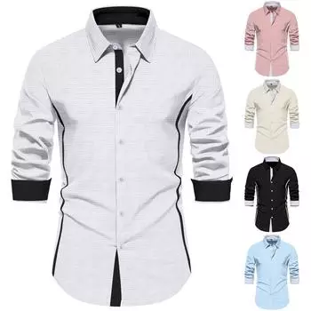 Мужская повседневная деловая рубашка с длинным рукавом и ретро-принтами, мужская рубашка с воротником-лацкан на пуговицах L бежевый