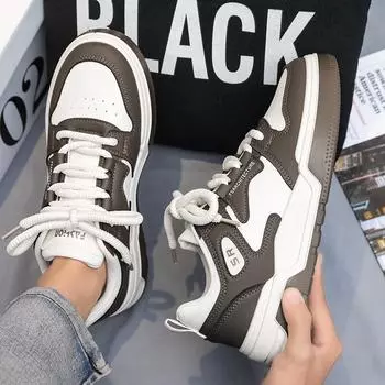 Мужская повседневная дышащая модная спортивная обувь с низким берцем для скейтбординга, студенческие модные удобные спортивные кроссовки на мягкой подошве 39 чёрный/бежевый