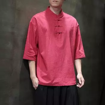 Мужская повседневная футболка большого размера в китайском стиле 2024 M