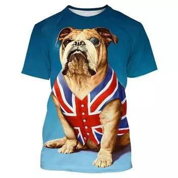Мужская повседневная футболка Brave Bulldog с 3D-принтом и короткими рукавами, футболка больших размеров с круглым вырезом S
