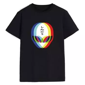 Мужская повседневная футболка из 100% хлопка с принтом Alien, футболка с коротким рукавом, свободная мужская футболка, летние модные женские футболки с круглым вырезом S бежевый