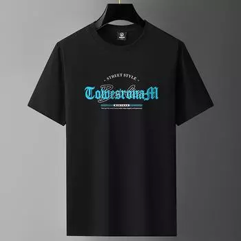 Мужская повседневная футболка из чистого хлопка большого размера, футболка для мальчиков с короткими рукавами и круглым вырезом M