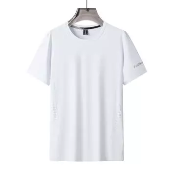 Мужская повседневная футболка из ледяного шелка с короткими рукавами, летняя дышащая и свободная мужская футболка, быстросохнущая уличная одежда больших размеров 8XL