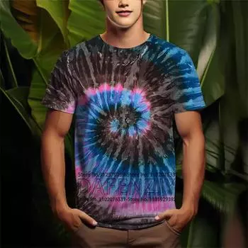 Мужская повседневная футболка с 3D-графикой в стиле тай-дай с коротким рукавом, летние винтажные футболки для активного отдыха, спортивная одежда, топы S