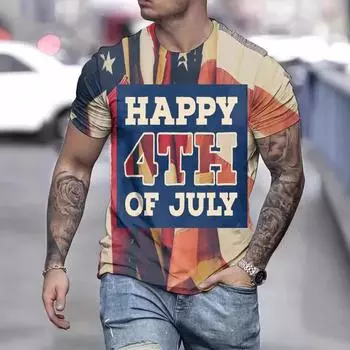 Мужская повседневная футболка с баннером Star Spangled с 3D-принтом Модные уличные футболки S
