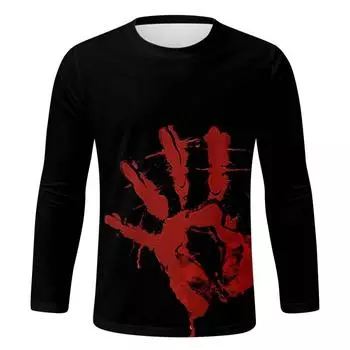 Мужская повседневная футболка с длинным рукавом с принтом «Карнавал на Хэллоуин» S