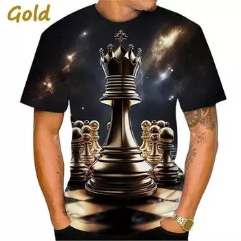 Мужская повседневная футболка с коротким рукавом Chess Series с 3D-принтом, летние мужские футболки больших размеров S