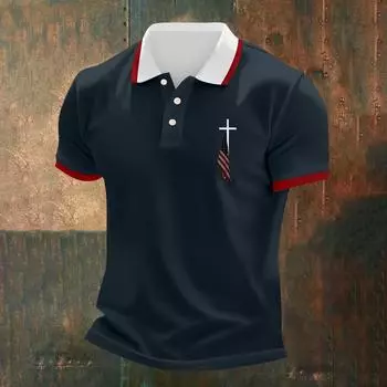 Мужская повседневная футболка с коротким рукавом и принтом «День независимости» M тёмно-синий