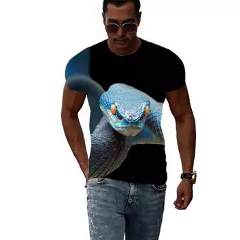 Мужская повседневная футболка с коротким рукавом и принтом в виде змеи, 3D-принт, мужские футболки S