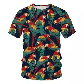 Мужская повседневная футболка с коротким рукавом с 3D-цифровой печатью на тему птиц S