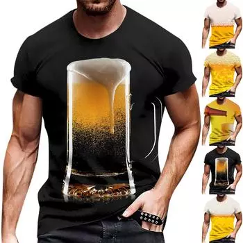 Мужская повседневная футболка с короткими рукавами и нижней рубашкой с рукавами реглан L золотой