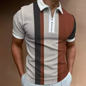 Мужская повседневная футболка с короткими рукавами и принтом в полоску 3D, рубашка-поло S белый