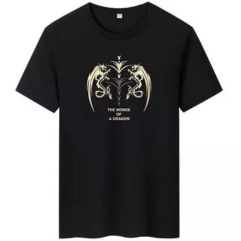 Мужская повседневная футболка с короткими рукавами «Крылатый дракон», хлопковая футболка с круглым вырезом, большой размер
