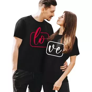 Мужская повседневная футболка с круглым вырезом и коротким рукавом с принтом ко Дню святого Валентина L чёрный