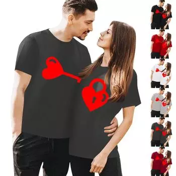 Мужская повседневная футболка с круглым вырезом и коротким рукавом с принтом ко Дню святого Валентина L чёрный