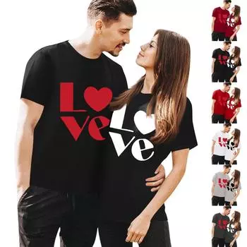 Мужская повседневная футболка с круглым вырезом и коротким рукавом с принтом ко Дню святого Валентина L чёрный