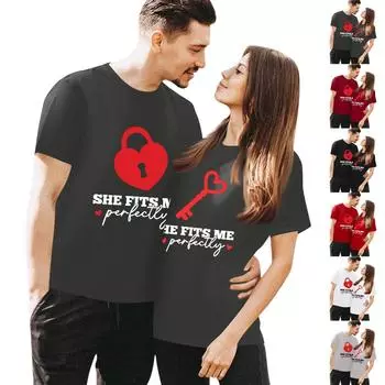 Мужская повседневная футболка с круглым вырезом и коротким рукавом с принтом ко Дню святого Валентина L чёрный