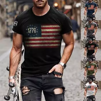 Мужская повседневная футболка с круглым вырезом и короткими рукавами с принтом, мягкая и дышащая спортивная футболка XXL серый