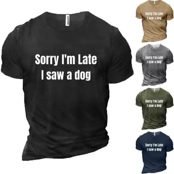 Мужская повседневная футболка с круглым вырезом и коротким рукавом с гладильным принтом и свободным пуловером XXL синий