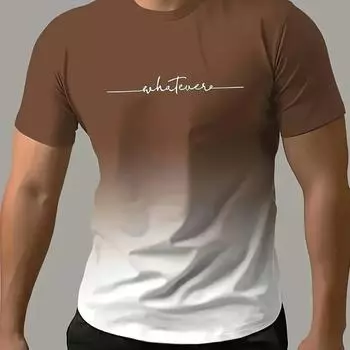 Мужская повседневная футболка с круглым вырезом и коротким рукавом в градиентном цвете, универсальная для спорта и повседневной носки S