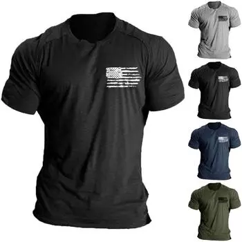 Мужская повседневная футболка с круглым вырезом и короткими рукавами с принтом, мягкая и дышащая спортивная футболка XXXL синий