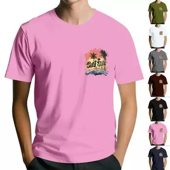 Мужская повседневная футболка с круглым вырезом и коротким рукавом с гавайским принтом S