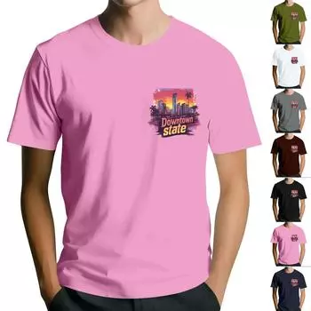 Мужская повседневная футболка с круглым вырезом и короткими рукавами в стиле ретро с принтом XXL тёмно-синий