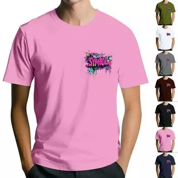 Мужская повседневная футболка с круглым вырезом и коротким рукавом с принтом напыления L тёмно-синий