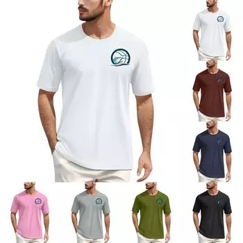 Мужская повседневная футболка с круглым вырезом и коротким рукавом с принтом XL тёмно-синий