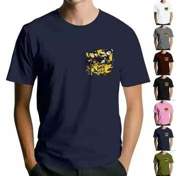 Мужская повседневная футболка с круглым вырезом и короткими рукавами в стиле ретро с принтом L винный