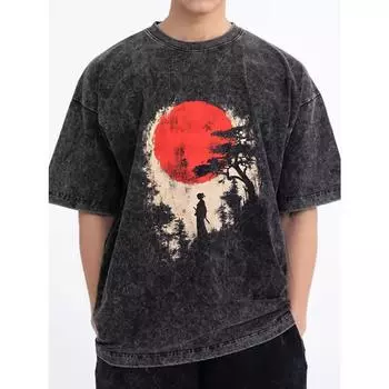 Мужская повседневная футболка с круглым вырезом из хлопка, с короткими рукавами и креативными графическими принтами, из трикотажной ткани свободного плетения S