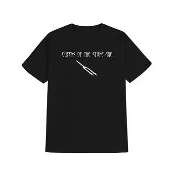 Мужская повседневная футболка с круглым вырезом Queens of the Stone Age Graphic Tee, черная с белым принтом, легкий полиэстер S