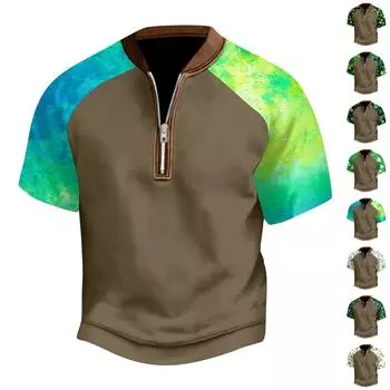 Мужская повседневная футболка с полумолнией St. Топ с короткими рукавами и принтом ко Дню Святого Патрика XXL