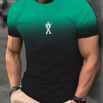 Мужская повседневная футболка с разноцветным принтом Футболка King Fitness Shirt Oversize Топы с коротким рукавом для мальчиков Винтажные мужские футболки S