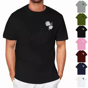 Мужская повседневная футболка свободного силуэта с принтом, круглый вырез, пуловер, короткий рукав, топ L армия зеленый